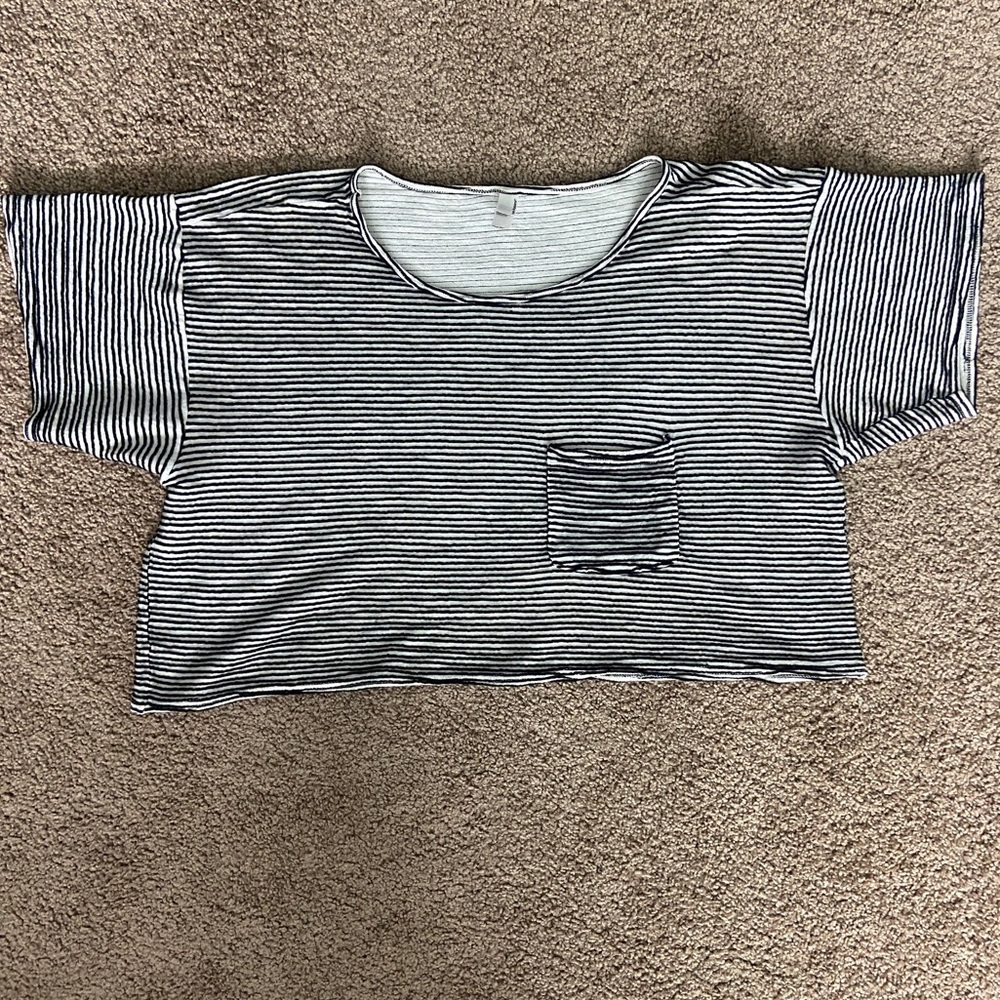 American Apparel Textured Striped Oversized Crop Tee